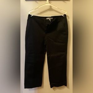 Ellen Tracy black cropped pants with cuff, designer pants.